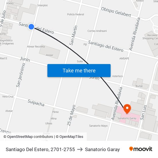 Santiago Del Estero, 2701-2755 to Sanatorio Garay map