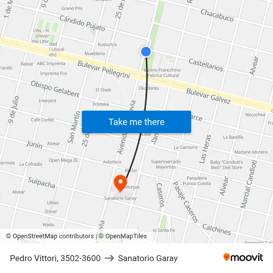 Pedro Vittori, 3502-3600 to Sanatorio Garay map
