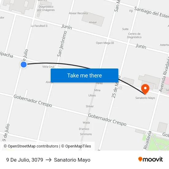 9 De Julio, 3079 to Sanatorio Mayo map