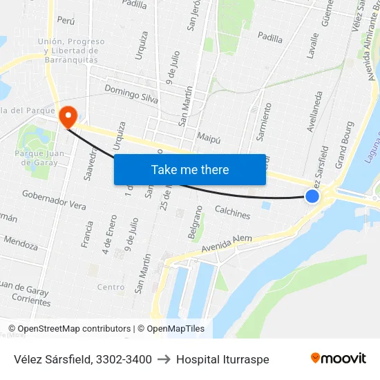 Vélez Sársfield, 3302-3400 to Hospital Iturraspe map