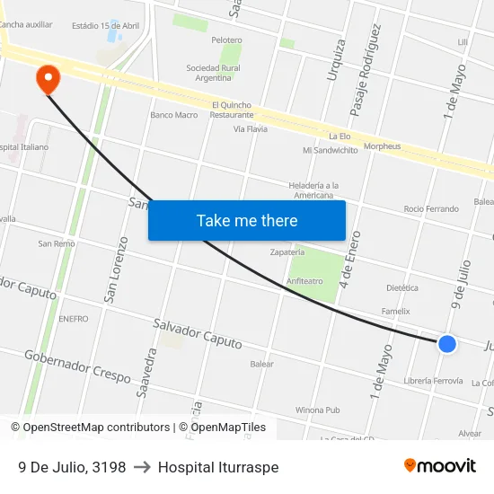 9 De Julio, 3198 to Hospital Iturraspe map