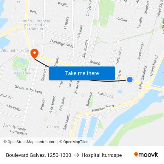 Boulevard Galvez, 1250-1300 to Hospital Iturraspe map
