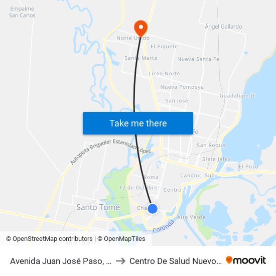 Avenida Juan José Paso, 3502-3600 to Centro De Salud Nuevo Horizonte map