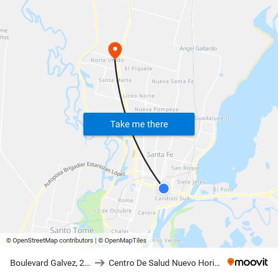 Boulevard Galvez, 2270 to Centro De Salud Nuevo Horizonte map