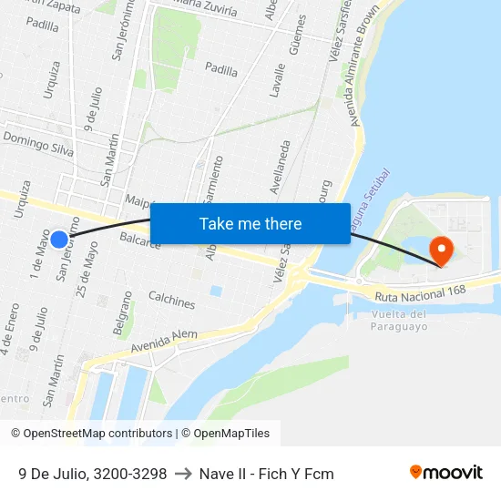 9 De Julio, 3200-3298 to Nave II - Fich Y Fcm map