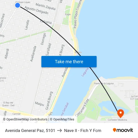 Avenida General Paz, 5101 to Nave II - Fich Y Fcm map