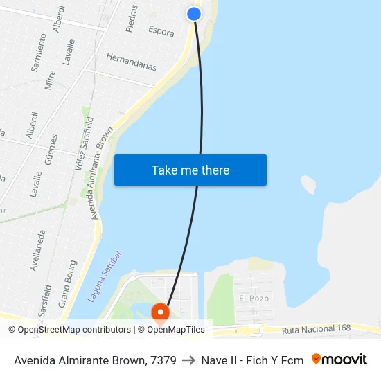 Avenida Almirante Brown, 7379 to Nave II - Fich Y Fcm map