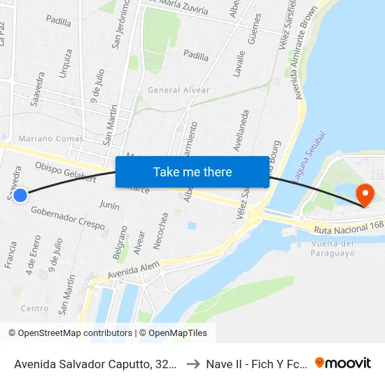 Avenida Salvador Caputto, 3229 to Nave II - Fich Y Fcm map