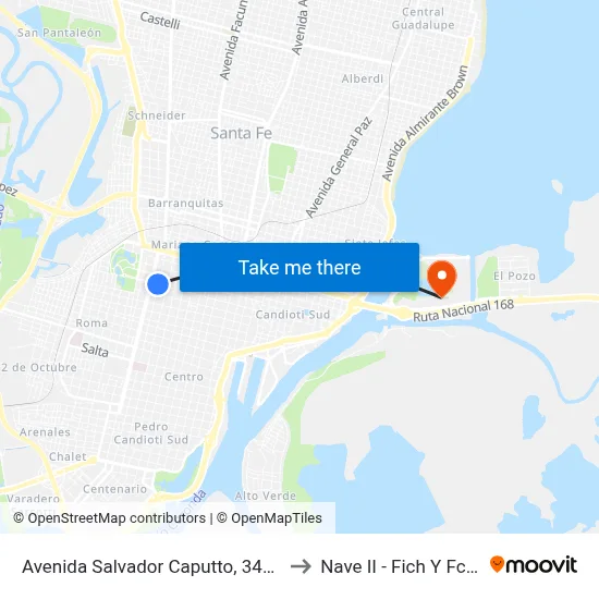 Avenida Salvador Caputto, 3417 to Nave II - Fich Y Fcm map