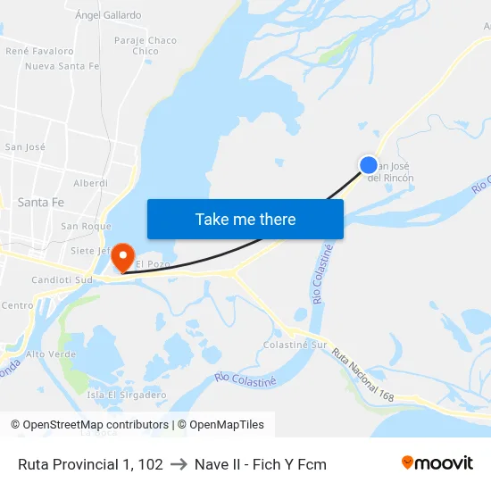 Ruta Provincial 1, 102 to Nave II - Fich Y Fcm map