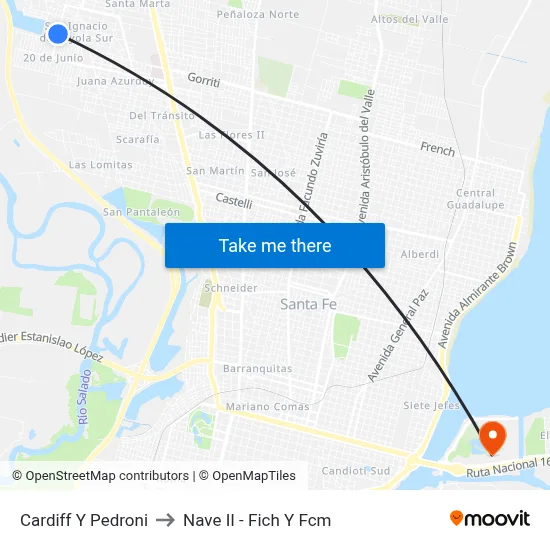 Cardiff Y Pedroni to Nave II - Fich Y Fcm map