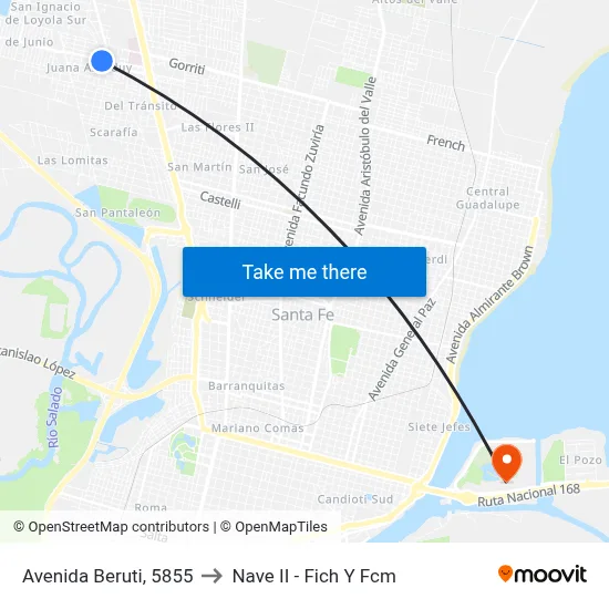Avenida Beruti, 5855 to Nave II - Fich Y Fcm map