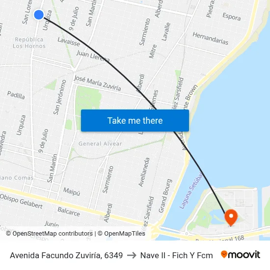 Avenida Facundo Zuviría, 6349 to Nave II - Fich Y Fcm map
