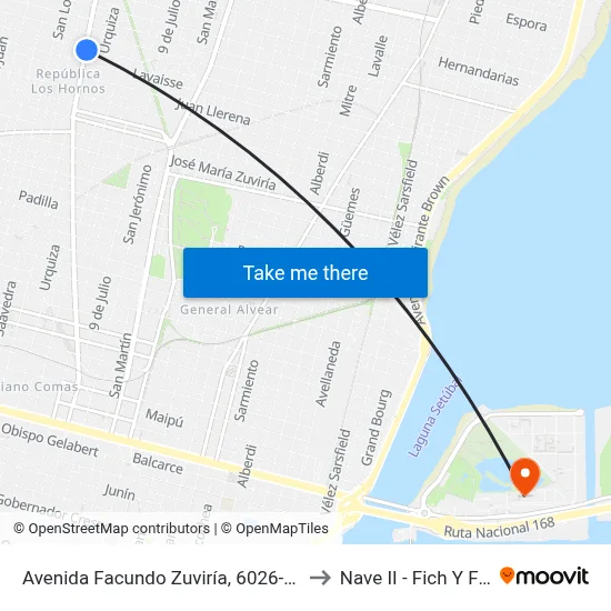 Avenida Facundo Zuviría, 6026-6100 to Nave II - Fich Y Fcm map