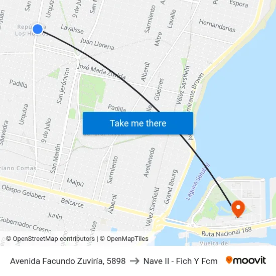 Avenida Facundo Zuviría, 5898 to Nave II - Fich Y Fcm map