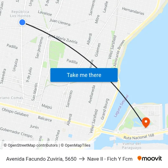 Avenida Facundo Zuviría, 5650 to Nave II - Fich Y Fcm map