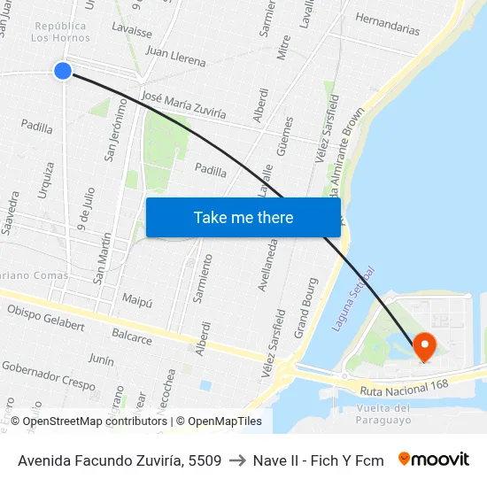 Avenida Facundo Zuviría, 5509 to Nave II - Fich Y Fcm map