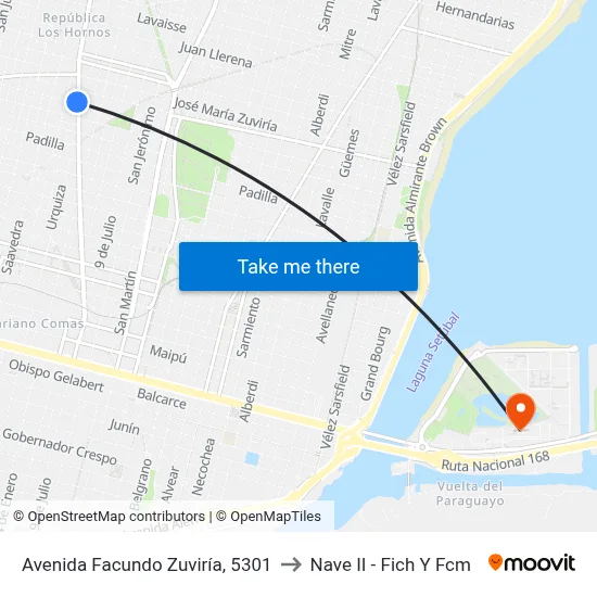 Avenida Facundo Zuviría, 5301 to Nave II - Fich Y Fcm map