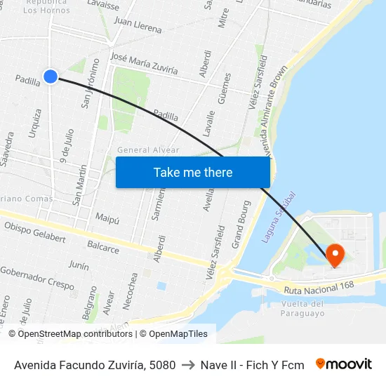 Avenida Facundo Zuviría, 5080 to Nave II - Fich Y Fcm map