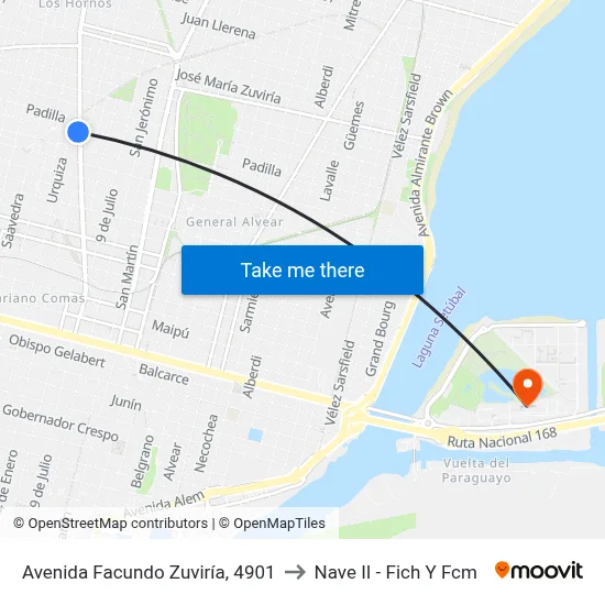 Avenida Facundo Zuviría, 4901 to Nave II - Fich Y Fcm map