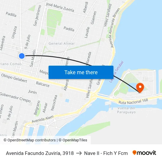 Avenida Facundo Zuviría, 3918 to Nave II - Fich Y Fcm map