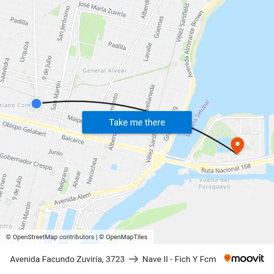 Avenida Facundo Zuviría, 3723 to Nave II - Fich Y Fcm map