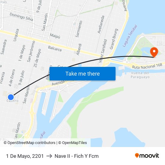 1 De Mayo, 2201 to Nave II - Fich Y Fcm map