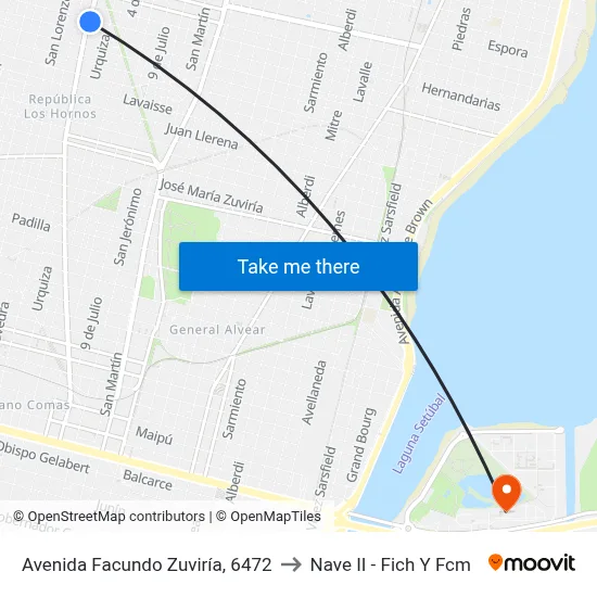 Avenida Facundo Zuviría, 6472 to Nave II - Fich Y Fcm map