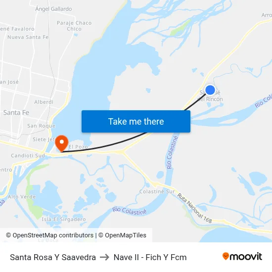 Santa Rosa Y Saavedra to Nave II - Fich Y Fcm map