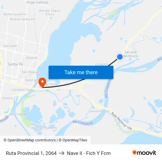 Ruta Provincial 1, 2064 to Nave II - Fich Y Fcm map