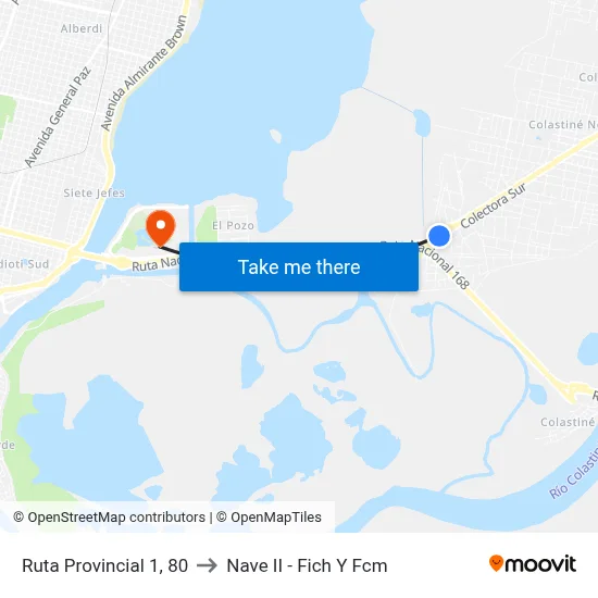 Ruta Provincial 1, 80 to Nave II - Fich Y Fcm map