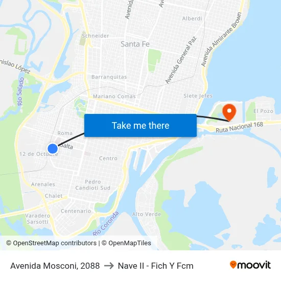 Avenida Mosconi, 2088 to Nave II - Fich Y Fcm map