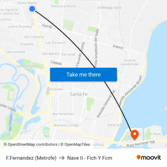 F.Fernandez (Metrofe) to Nave II - Fich Y Fcm map