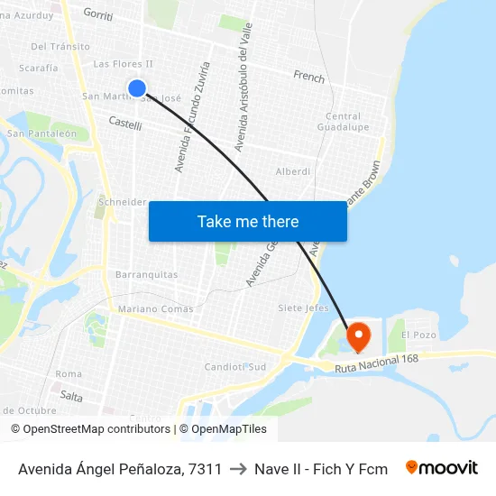 Avenida Ángel Peñaloza, 7311 to Nave II - Fich Y Fcm map