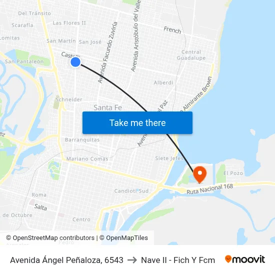 Avenida Ángel Peñaloza, 6543 to Nave II - Fich Y Fcm map