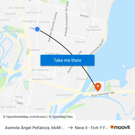 Avenida Ángel Peñaloza, 6648-6700 to Nave II - Fich Y Fcm map