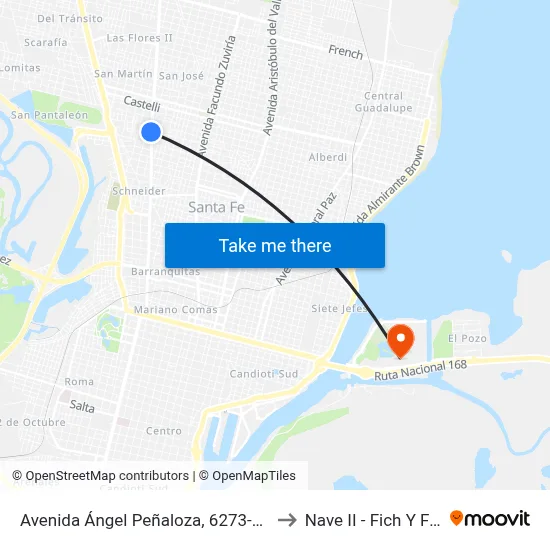 Avenida Ángel Peñaloza, 6273-6333 to Nave II - Fich Y Fcm map