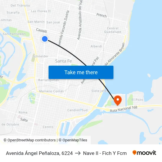 Avenida Ángel Peñaloza, 6224 to Nave II - Fich Y Fcm map