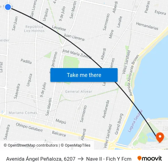 Avenida Ángel Peñaloza, 6207 to Nave II - Fich Y Fcm map