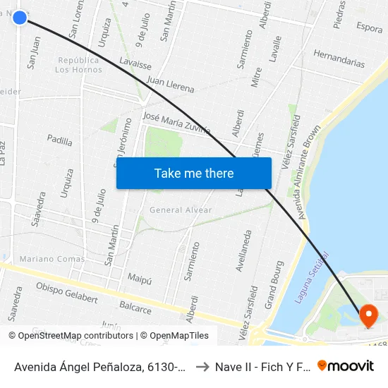 Avenida Ángel Peñaloza, 6130-6200 to Nave II - Fich Y Fcm map