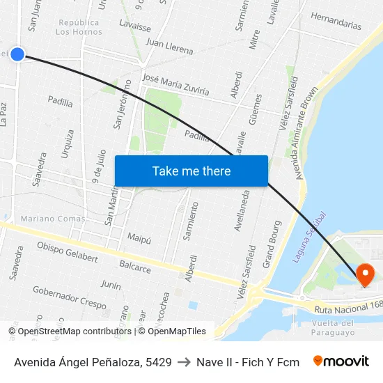 Avenida Ángel Peñaloza, 5429 to Nave II - Fich Y Fcm map