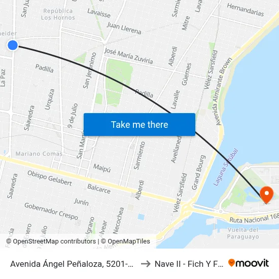 Avenida Ángel Peñaloza, 5201-5231 to Nave II - Fich Y Fcm map