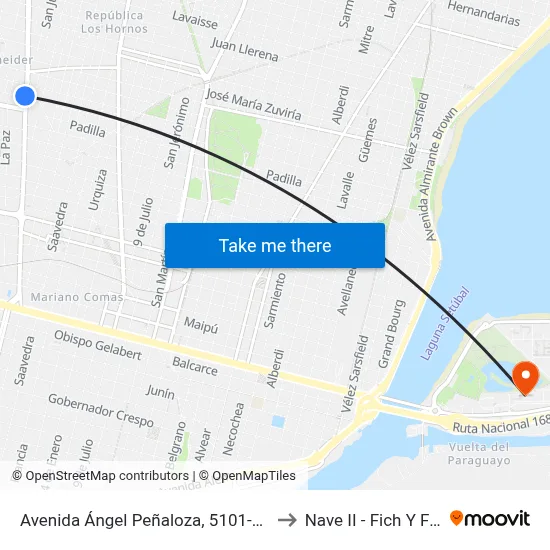 Avenida Ángel Peñaloza, 5101-5199 to Nave II - Fich Y Fcm map