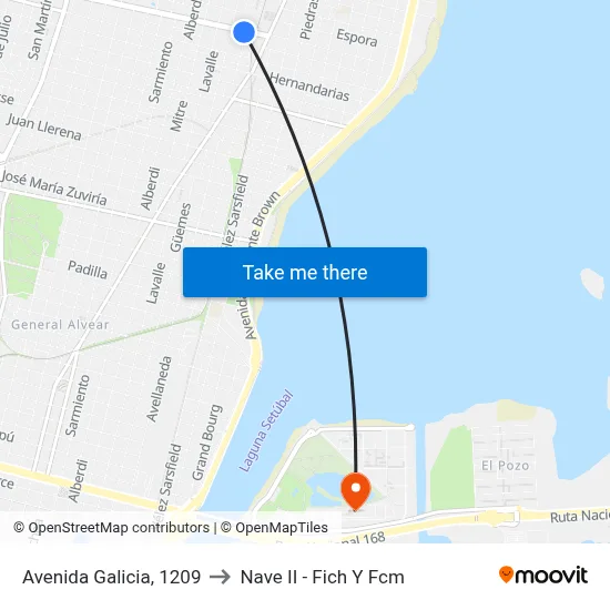 Avenida Galicia, 1209 to Nave II - Fich Y Fcm map