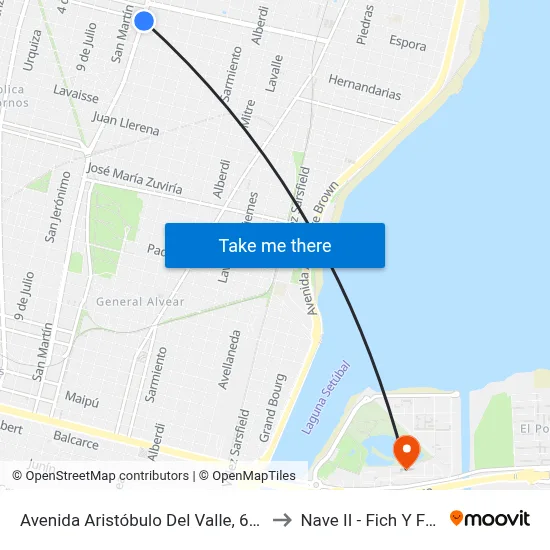 Avenida Aristóbulo Del Valle, 6698 to Nave II - Fich Y Fcm map