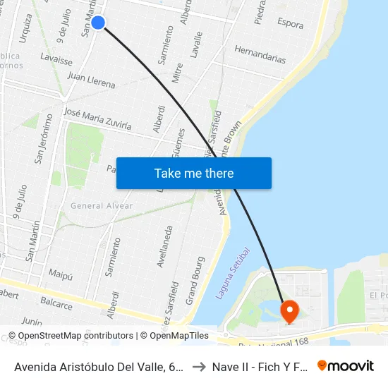 Avenida Aristóbulo Del Valle, 6525 to Nave II - Fich Y Fcm map