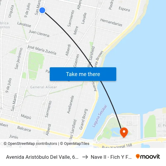 Avenida Aristóbulo Del Valle, 6498 to Nave II - Fich Y Fcm map