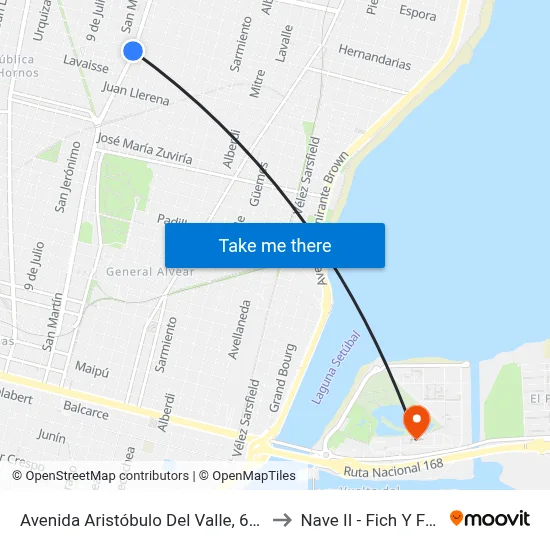 Avenida Aristóbulo Del Valle, 6235 to Nave II - Fich Y Fcm map