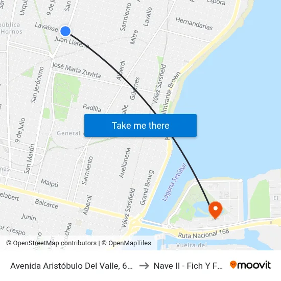 Avenida Aristóbulo Del Valle, 6011 to Nave II - Fich Y Fcm map