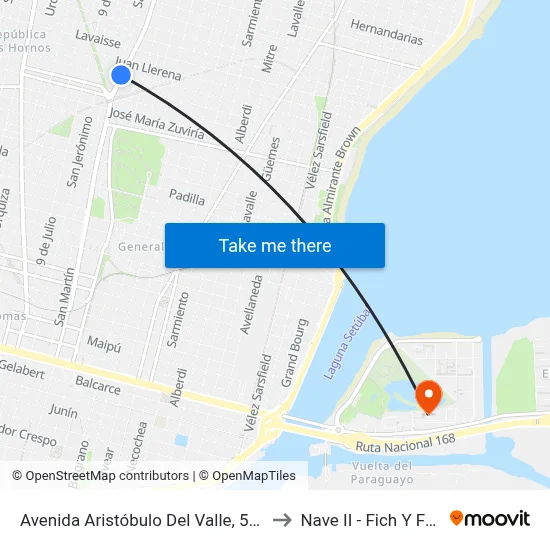 Avenida Aristóbulo Del Valle, 5801 to Nave II - Fich Y Fcm map